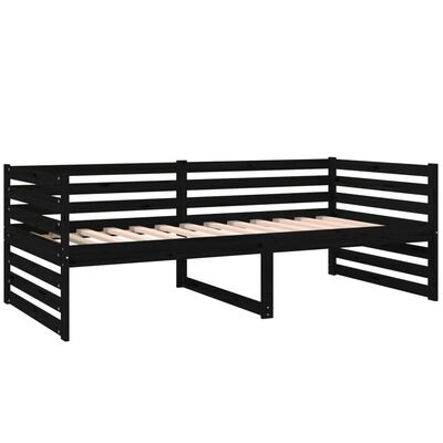 vidaXL Day Bed without Mattress Black 90x190 cm Single Solid Wood Pine