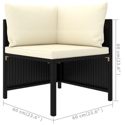 vidaXL 7 Piece Garden Lounge Set with Cushions Poly Rattan Black