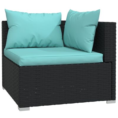 vidaXL 10 Piece Garden Lounge Set with Cushions Black Poly Rattan