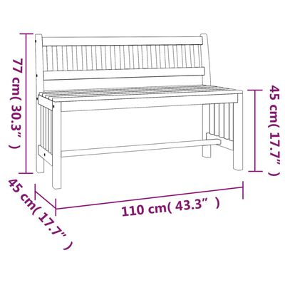 vidaXL Garden Bench 110 cm Solid Wood Eucalyptus