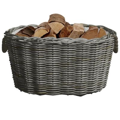 vidaXL Firewood Basket with Carrying Handles 60x40x28 cm Grey Willow