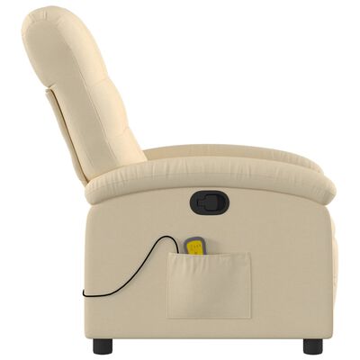 vidaXL Massage Recliner Chair Cream Fabric