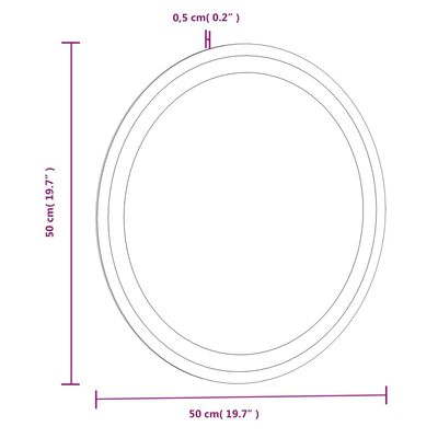 vidaXL LED Bathroom Mirror 50 cm Round