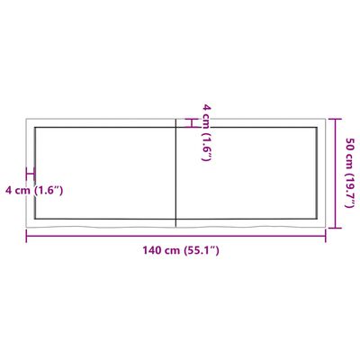 vidaXL Wall Shelf Light Brown 140x50x(2-4) cm Treated Solid Wood Oak