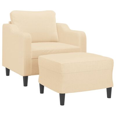 vidaXL Sofa Chair with Footstool Cream 60 cm Fabric