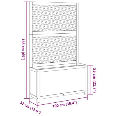 vidaXL Planter with Trellis 100x32x165 cm Solid Wood Acacia