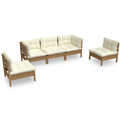 vidaXL 5 Piece Garden Lounge Set with Cushions Solid Pinewood