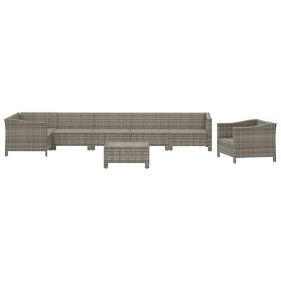 vidaXL 8 Piece Garden Lounge Set with Cushions Grey Poly Rattan