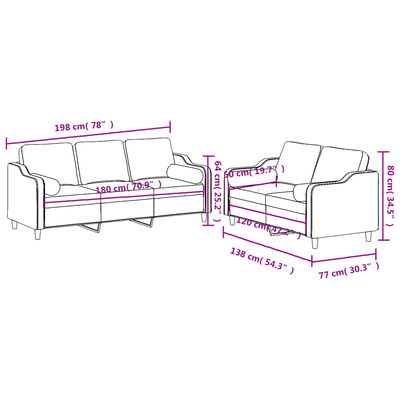 vidaXL 2 Piece Sofa Set with Pillows Light Grey Fabric