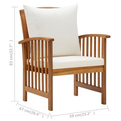 vidaXL 4 Piece Garden Lounge Set with Cushions Solid Acacia Wood