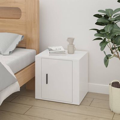 vidaXL Bedside Cabinets 2 pcs High Gloss White 50x39x47 cm