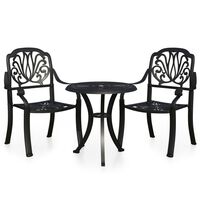 vidaXL 3 Piece Bistro Set Cast Aluminium Black