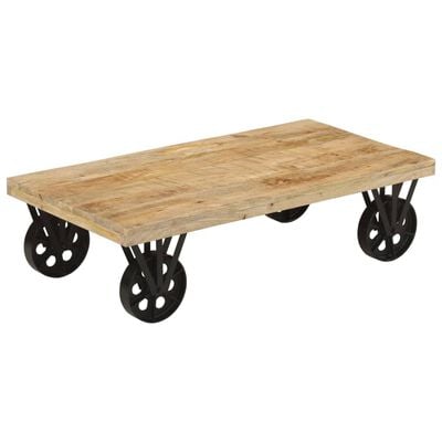 vidaXL Coffee Table with Wheels 110x55x29.5 cm Solid Wood Mango