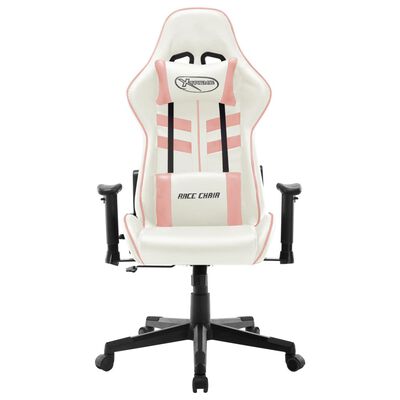 vidaXL Gaming Chair White and Pink Artificial Leather