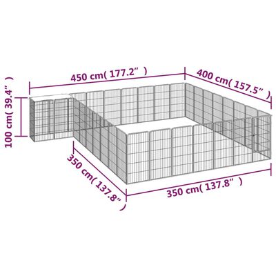 vidaXL 34-Panel Dog Playpen Black 50x100 cm Powder-coated Steel