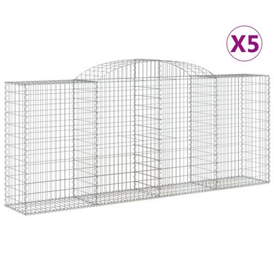 vidaXL Arched Gabion Baskets 5 pcs 300x50x120/140 cm Galvanised Iron