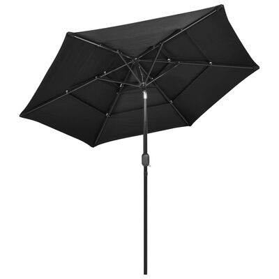 vidaXL 3-Tier Garden Parasol with Aluminium Pole Anthracite 2.5 m