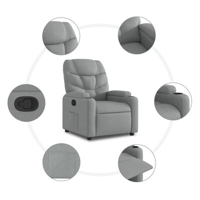 vidaXL Recliner Chair Light Grey Fabric