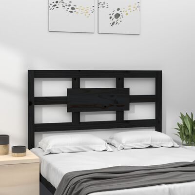 vidaXL Bed Headboard Black 95.5x4x100 cm Solid Wood Pine