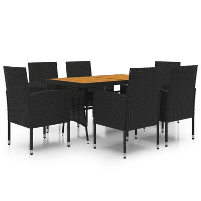 vidaXL 7 Piece Outdoor Dining Set Poly Rattan Black