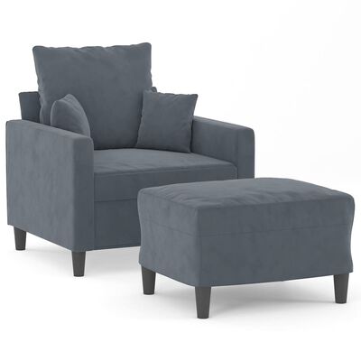 vidaXL Sofa Chair with Footstool Dark Grey 60 cm Velvet