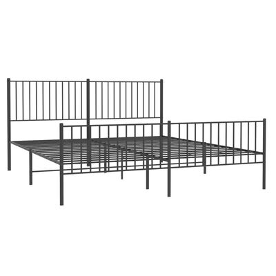 vidaXL Metal Bed Frame without Mattress with Footboard Black 180x200 cm Super King