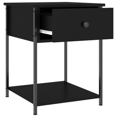 vidaXL Bedside Table Black 44x45x58 cm Engineered Wood