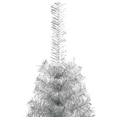 vidaXL Artificial Half Christmas Tree with Stand Silver 210 cm PET