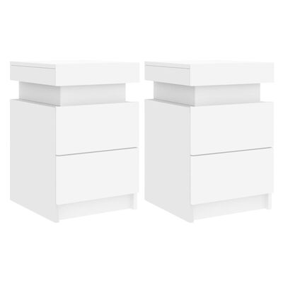 vidaXL Bedside Cabinets with LED Lights 2 pcs White 35x39x55 cm