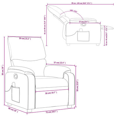 vidaXL Massage Recliner Chair Cream Fabric