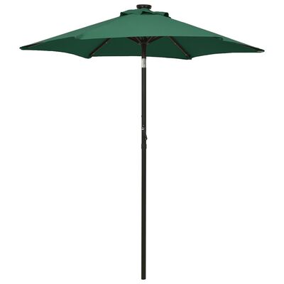 vidaXL Garden Parasol with LED Lights Green 200x211 cm Aluminium