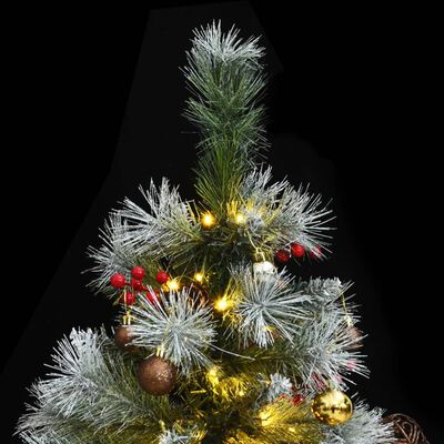 vidaXL Artificial Hinged Christmas Tree 300 LEDs & Ball Set 180 cm