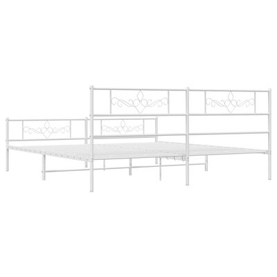 vidaXL Metal Bed Frame without Mattress with Footboard White 180x200 cm Super King