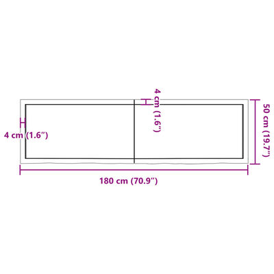 vidaXL Wall Shelf Dark Brown 180x50x(2-4) cm Treated Solid Wood Oak