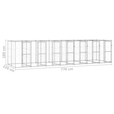 vidaXL Outdoor Dog Kennel Galvanised Steel 16.94 m²