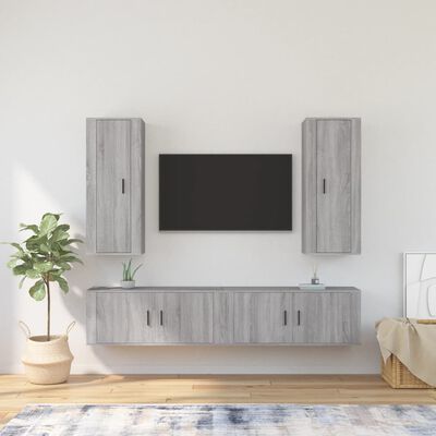 vidaXL 4 Piece TV Cabinet Set Grey Sonoma Engineered Wood