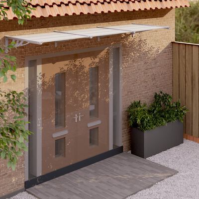 vidaXL Door Canopy Grey and Transparent 297.5x90 cm Polycarbonate