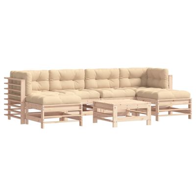 vidaXL 7 Piece Garden Lounge Set with Cushions Solid Wood