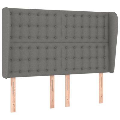 vidaXL Headboard with Ears Dark Grey 147x23x118/128 cm Fabric