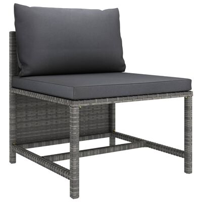 vidaXL 6 Piece Garden Lounge Set with Cushions Poly Rattan Grey