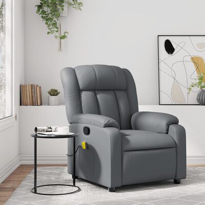 vidaXL Massage Recliner Chair Grey Faux Leather