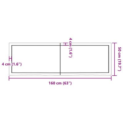 vidaXL Bathroom Countertop Dark Brown 160x50x(2-4) cm Treated Solid Wood