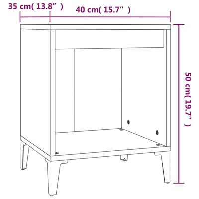 vidaXL Bedside Cabinet Concrete Grey 40x35x50 cm