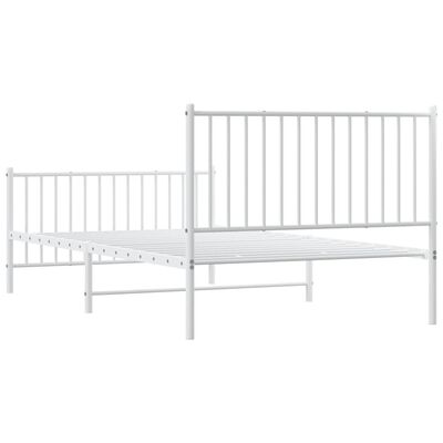 vidaXL Metal Bed Frame with Headboard and Footboard White 107x203 cm