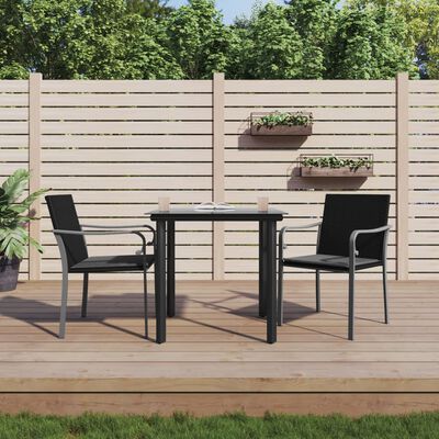 vidaXL 3 Piece Garden Dining Set with Cushions Poly Rattan and Steel