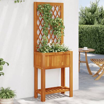 vidaXL Planter with Trellis and Shelf 55x29.5x152 cm Solid Wood Acacia