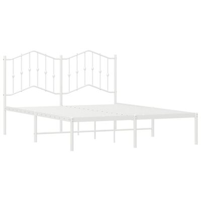 vidaXL Metal Bed Frame without Mattress with Headboard White 135x190 cm Double