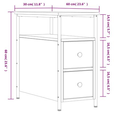 vidaXL Bedside Cabinets 2 pcs Grey Sonoma 30x60x60 cm Engineered Wood