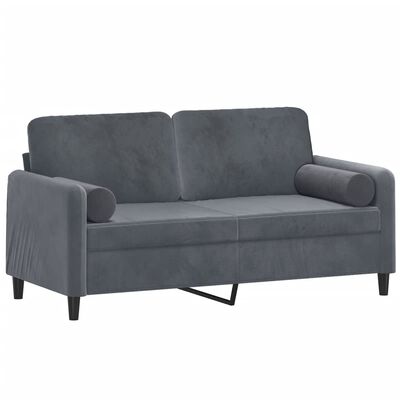 vidaXL 2-Seater Sofa with Throw Pillows Dark Grey 140 cm Velvet