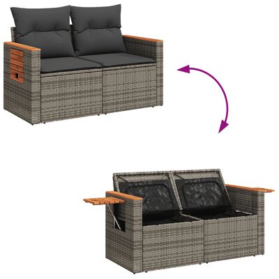 vidaXL 6 Piece Garden Sofa Set with Cushions Grey Poly Rattan